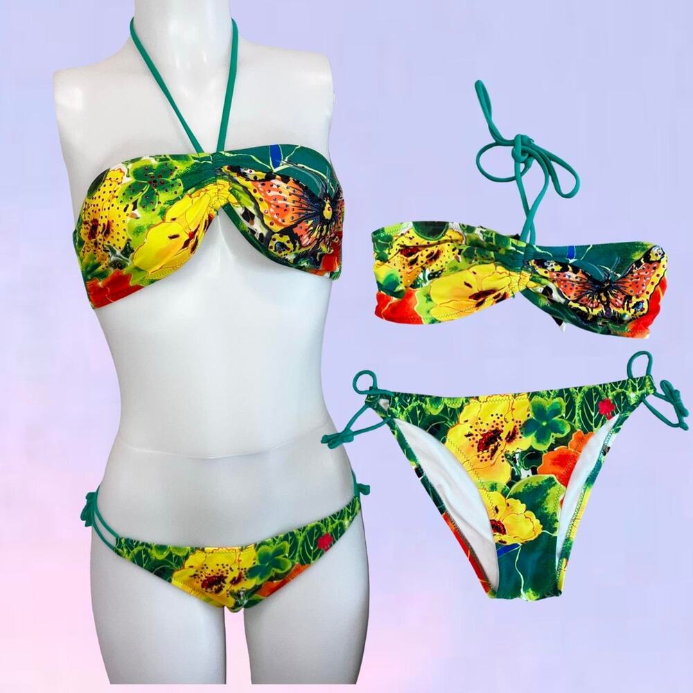 Vintage 90s y2k tropical print made in italy bikini